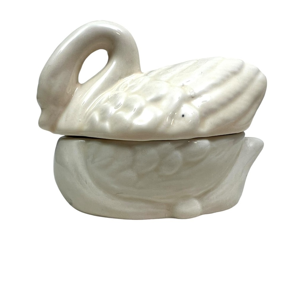 Vintage Loomco Swan Ceramic Porcelain Trinket Figurine 3 in High